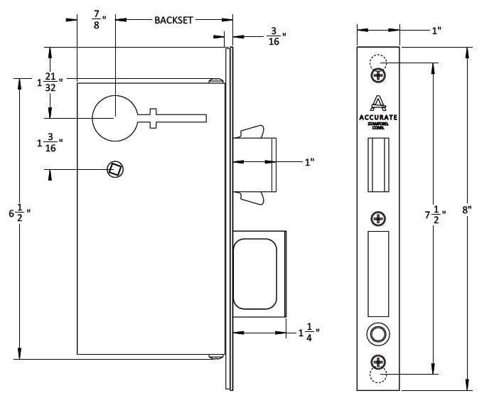 ACCURATE Sliding Pocket Door Lockset For Single Door