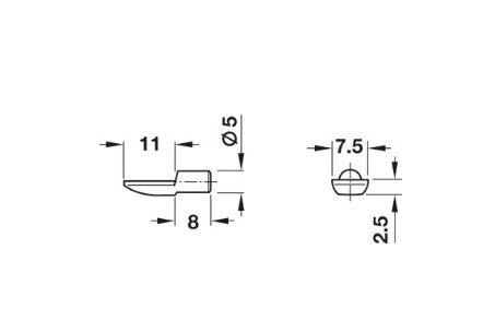 Support Shelf Pin 5mm Steel Nickel Plated 100 Pieces/Pack