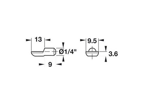 Support Shelf Pin 1/4" Steel Nickel Plated 100 Pieces/Pack