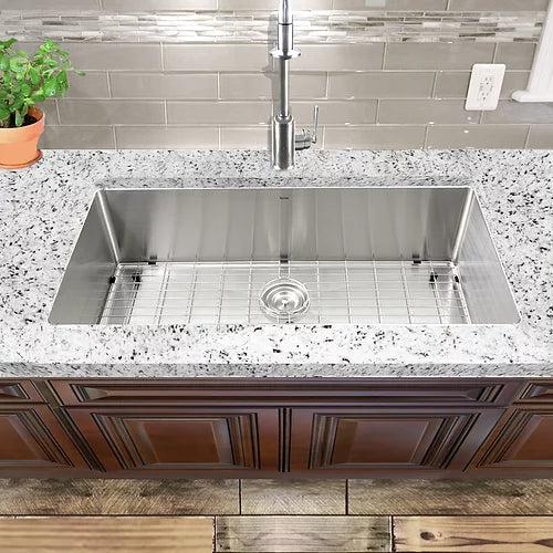 Nantucket Sinks SR3618-16 Pro Series 36" Single Bowl Undermount Stainless Steel Kitchen Sink in 16 Gauge
