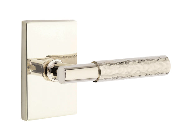 Emtek Hammered Lever w/T-Bar & Rectangular Rose from the SELECT Brass Collection with the CF Mechanism