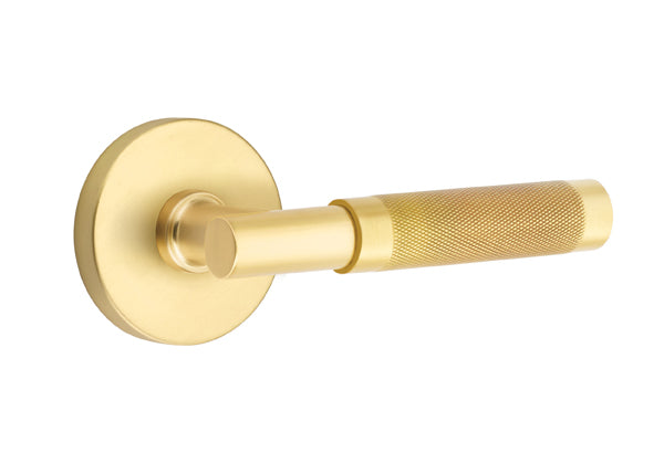 Emtek Knurled Lever w/T-Bar & Disk Rose from the SELECT Brass Collection with the CF Mechanism