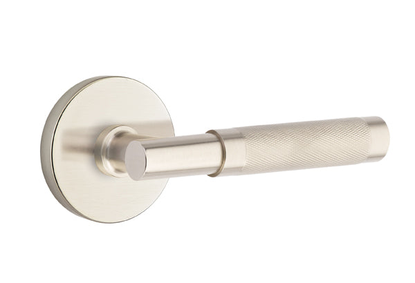 Emtek Knurled Lever w/T-Bar & Disk Rose from the SELECT Brass Collection with the CF Mechanism