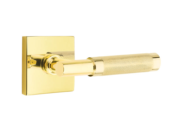 Emtek Knurled Lever w/T-Bar & Square Rose from the SELECT Brass Collection with the CF Mechanism