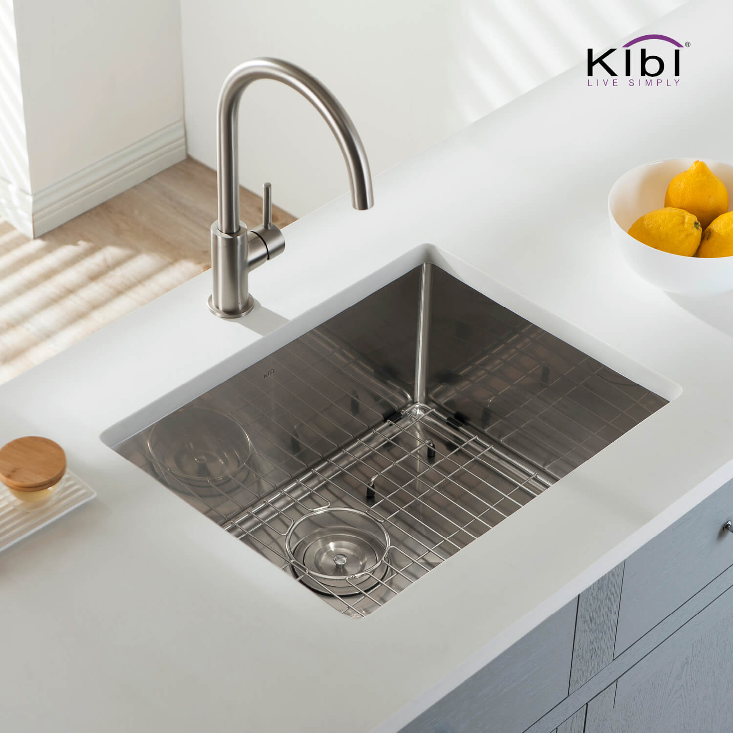 Kibi 23″ Handcrafted Undermount Single Bowl 16 gauge Stainless Steel Kitchen Sink