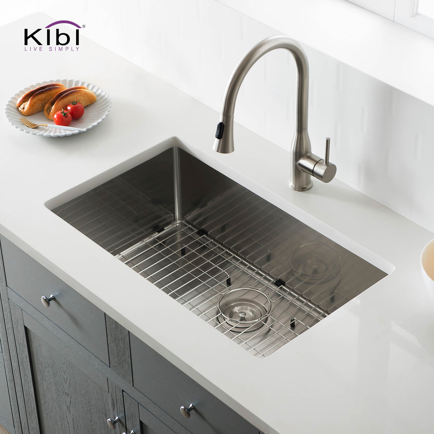 Kibi 33″ Handcrafted Undermount Single Bowl 16 gauge Stainless Steel Kitchen Sink