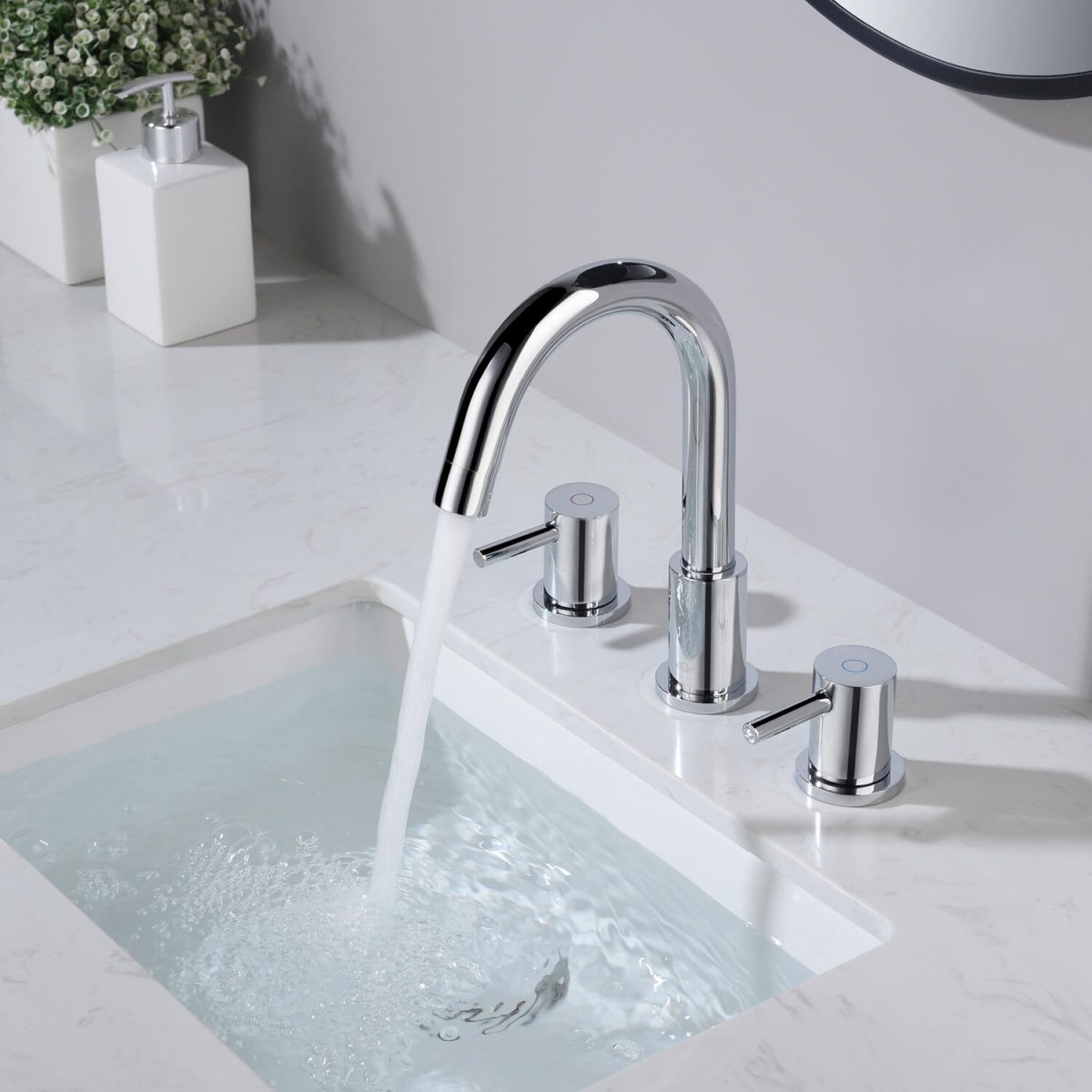 Kibi Circular 8″ Widespread Bathroom Faucet with Pop-up