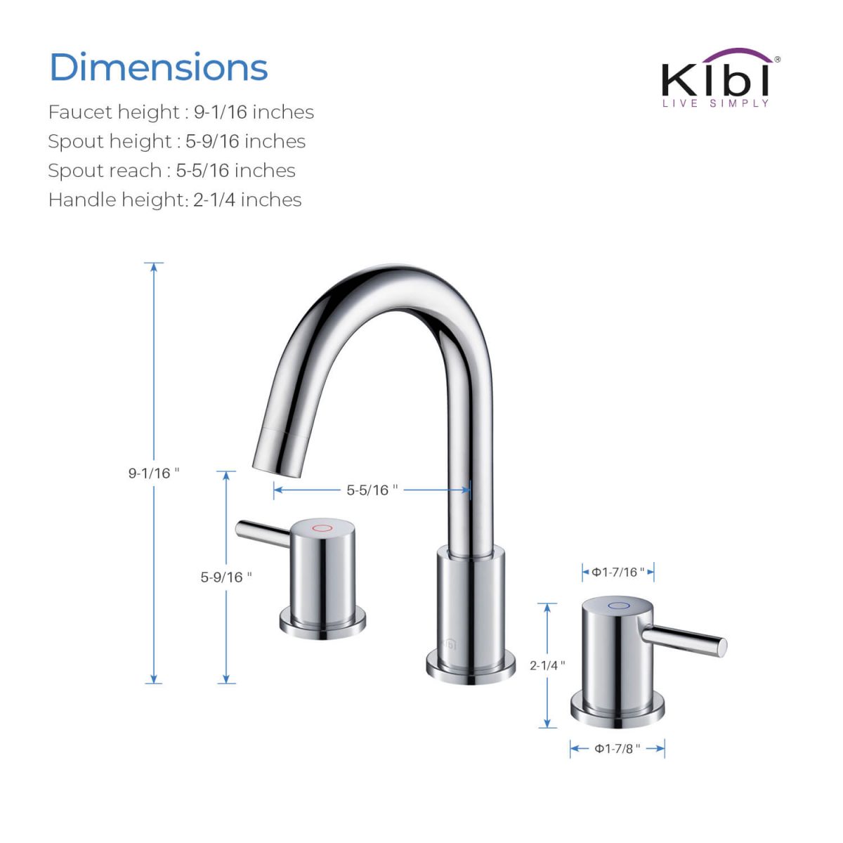 Kibi Circular 8″ Widespread Bathroom Faucet with Pop-up