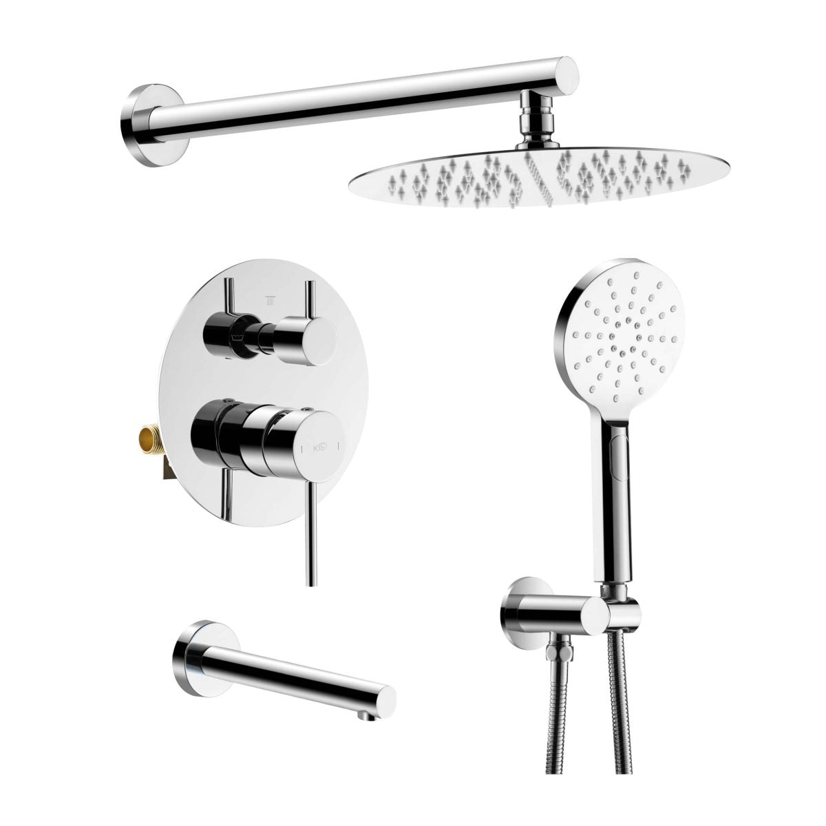 Kibi Circular Pressure Balanced 3-Function Shower System with Rough-In Valve