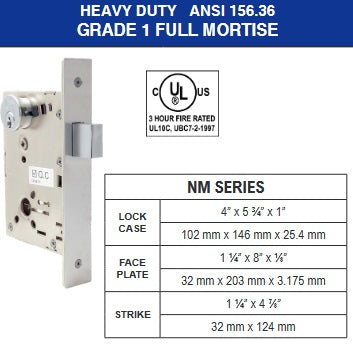 Cal-Royal NM SERIES Full Mortise Deadlock Stainless