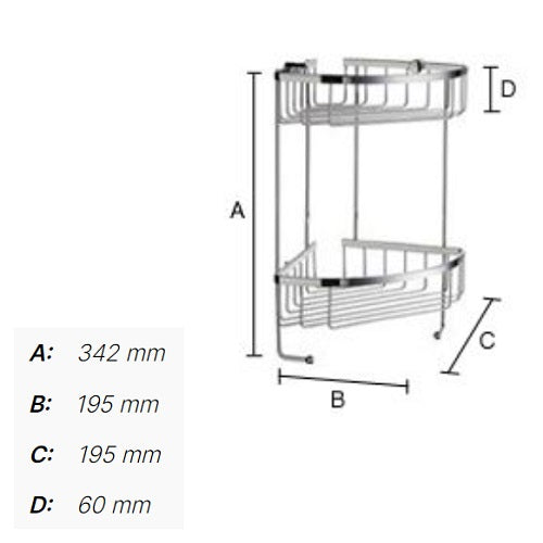 Smedbo - SIDELINE Design Corner Shower Basket, Double, DK2031, DS2031