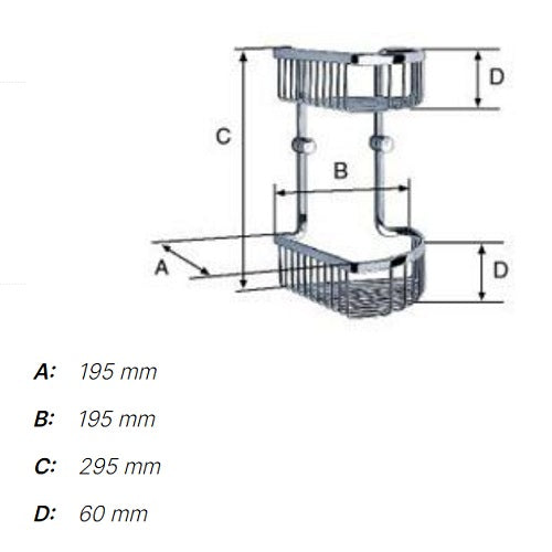 Smedbo - SIDELINE Corner Shower Basket, Double, DK2041