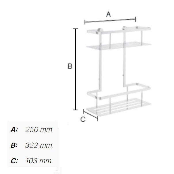 Smedbo - SIDELINE Shower Basket, Double, DK3012