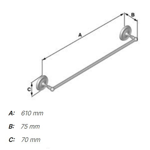 Smedbo - VILLA Single Towel Rail, K2464, V2464