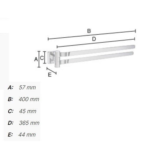 Smedbo - ICE Swing Arm Towel Rail, Polished Chrome