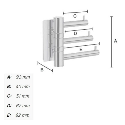 Smedbo - POOL Swing Arm Triple Hook, ZK327