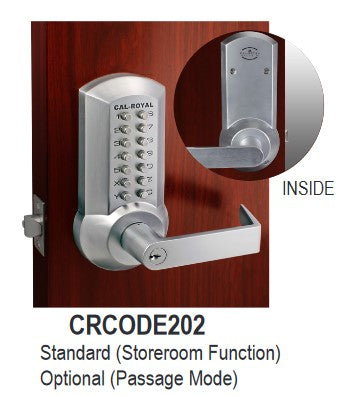 Cal-Royal CodeLock Mechanical Stand Alone Push Button Lock and Exit Device Trim Brushed Chrome