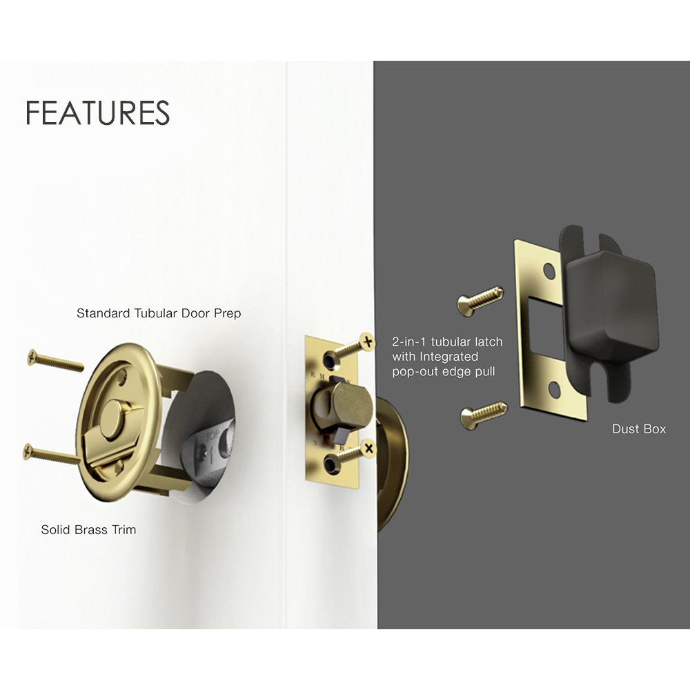 Emtek Tubular Square Privacy Pocket Door Lock