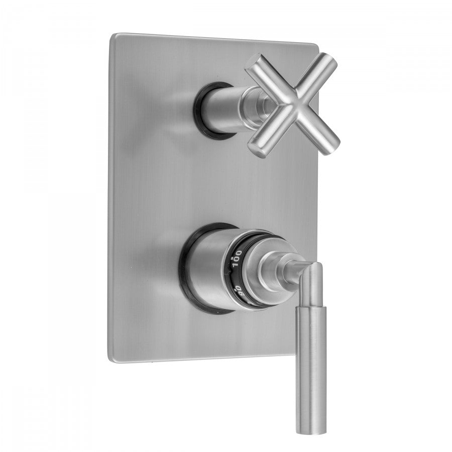 Jaclo T7549 Rectangle Plate with Slim Lever Thermostatic Valve with Slim Cross Built-in 2-Way Or 3-Way Diverter/Volume Controls